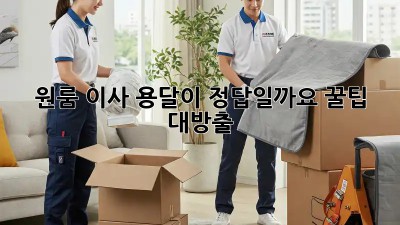 원룸 이사, 용달이 정답일까요? 꿀팁 대방출!